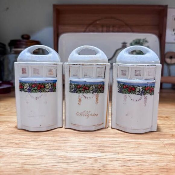 Antique German Porcelain Spice Jars set of 3 - Picture 1 of 4